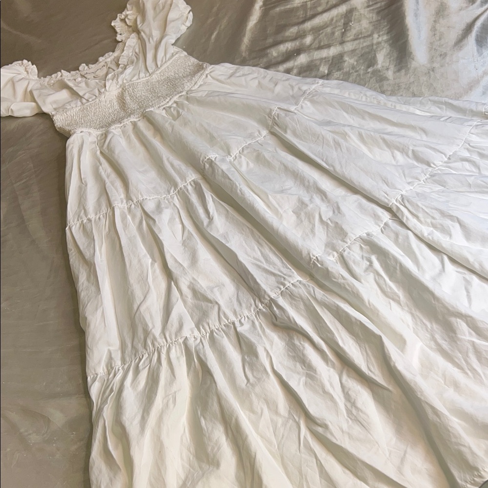 With Jean White Ruffled Dress